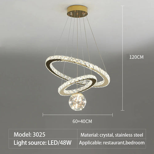 lustre moderne en verre cristal avec lumière LED étoile - vue 14 sur 13