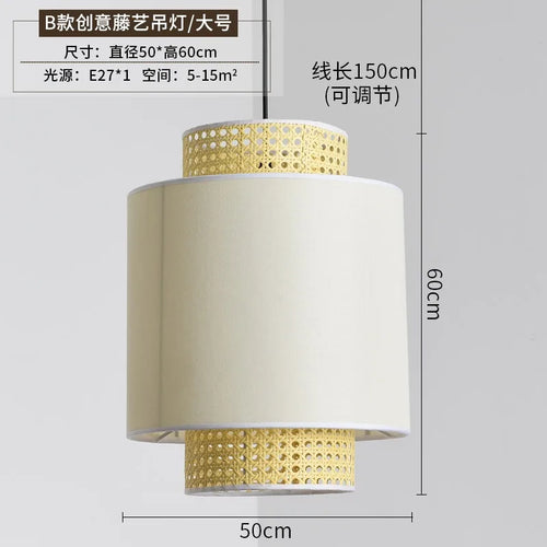 suspension en rotin tissé japonais style wabi-sabi décorative pour intérieur - vue 11 sur 27