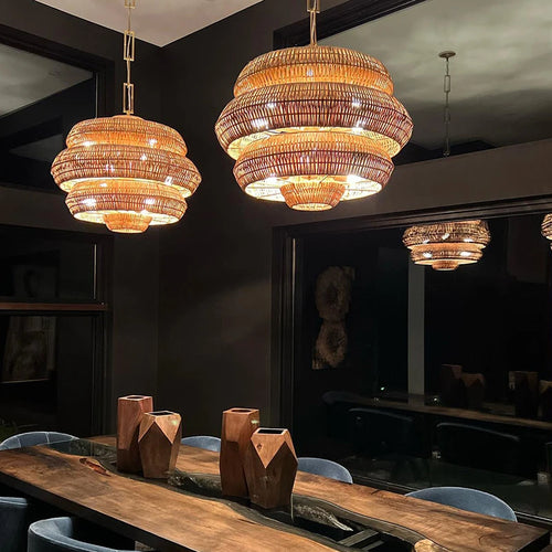 Lampes bohème créatives en rotin - vue 2 sur 14