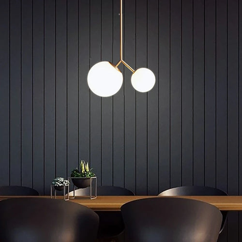 lustre moderne simple sandyha avec 2 boules led - vue 3 sur 8