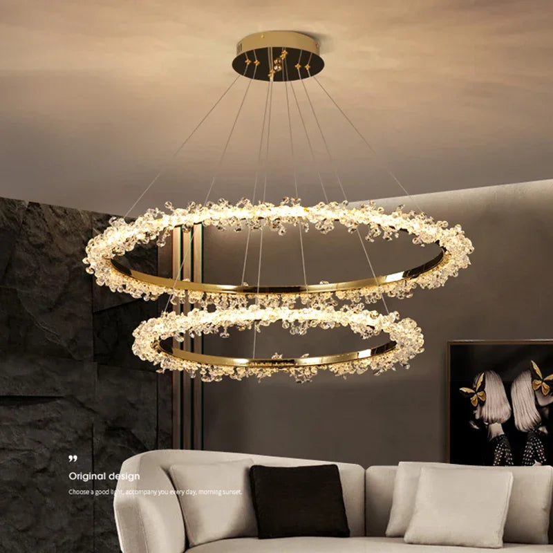 lustre nordique de luxe en cristal pour décoration moderne - vue 4 sur 17