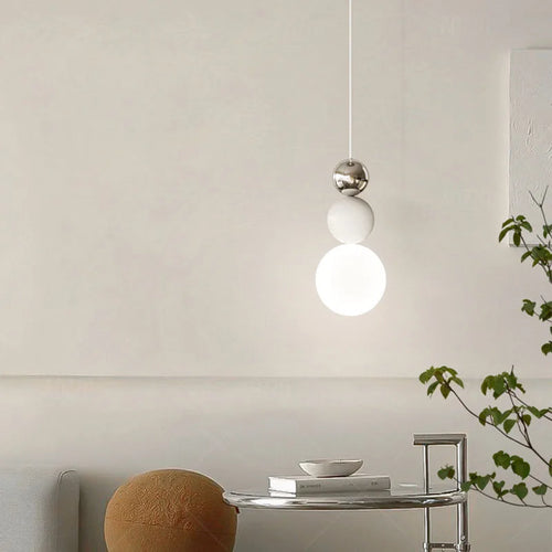 suspension nordique en verre blanc fil réglable luminaire décoratif - vue 4 sur 7