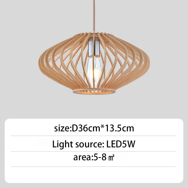 suspension luminaire rétro en bois pour îlot cuisine - vue 9 sur 9