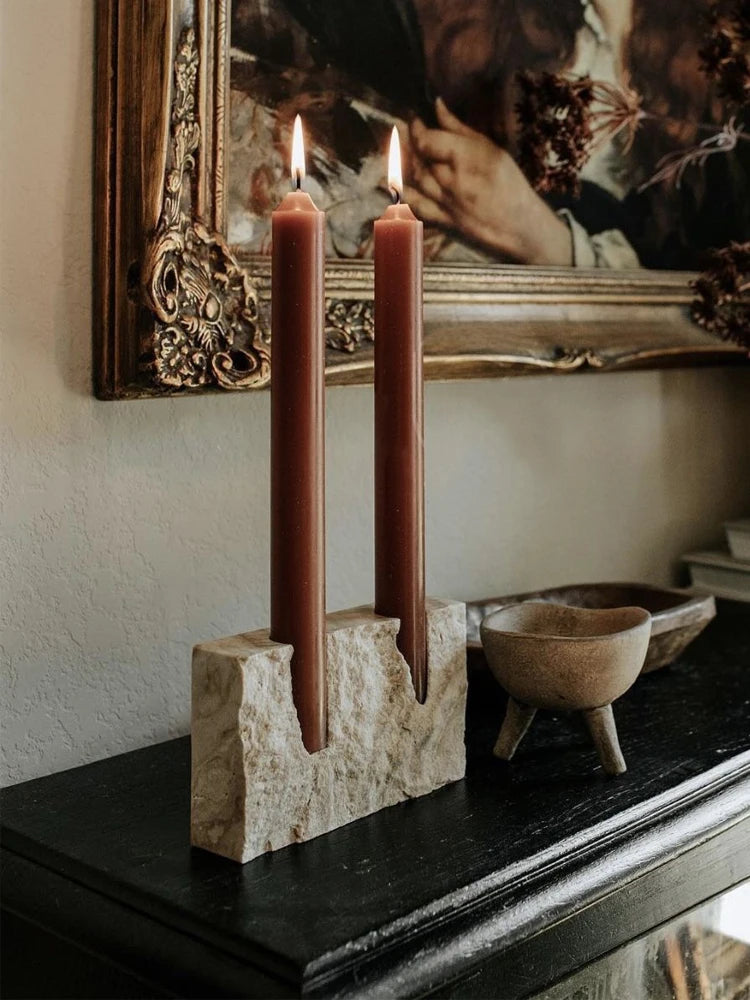 bougeoir vintage en marbre pour centre de table de mariage - vue 1 sur 8