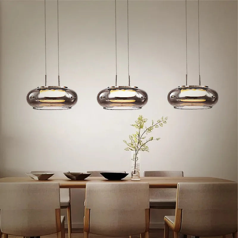 suspension led en verre design pour intérieur avec cordon réglable - vue 3 sur 8