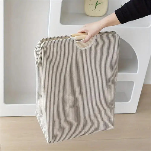 panier à linge imperméable en coton et lin pliable - vue 2 sur 9