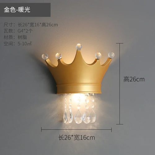 applique murale couronne en résine et cristal pour enfants - vue 9 sur 12