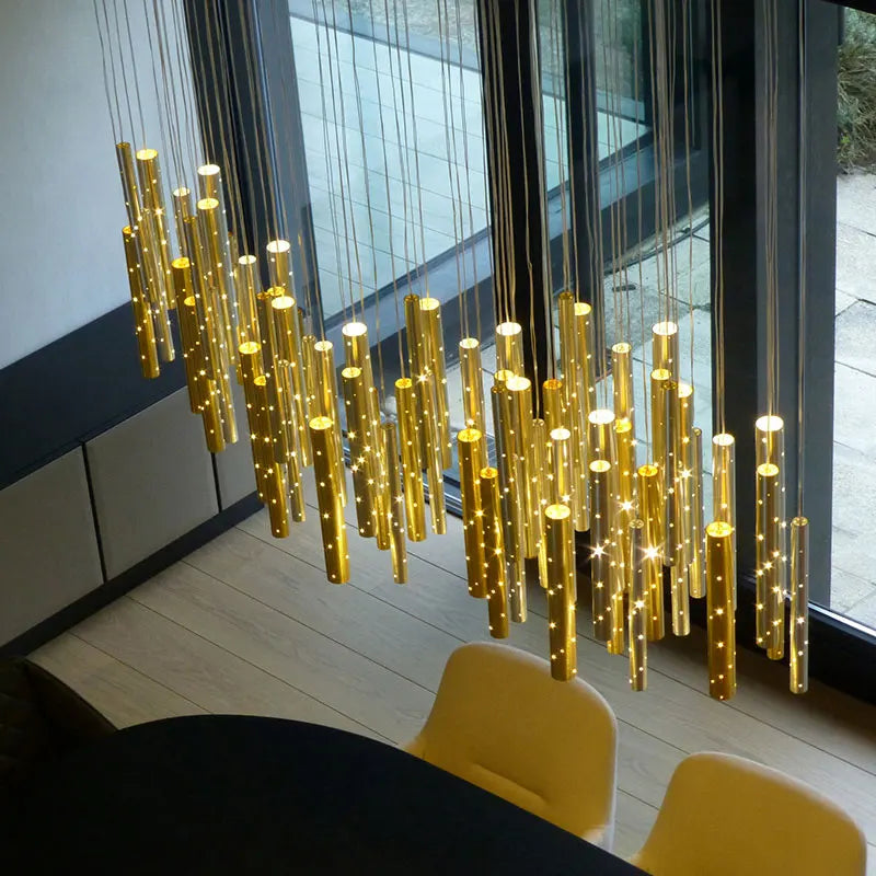 lustre cylindrique nordique moderne de luxe pour salon - vue 4 sur 12