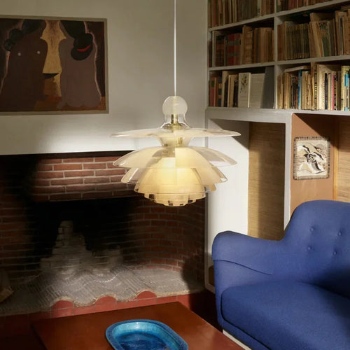 lustre en verre led moderne design scandinave éclairage suspendu élégant - vue 3 sur 8