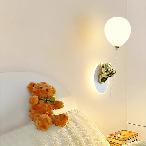 applique murale ours doré en verre lampe LED décoration chambre enfant - vue 5 sur 16