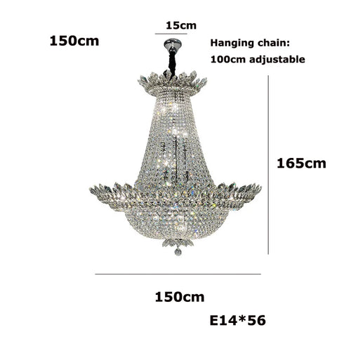 lustre led k9 cristal palace à intensité variable pour un éclairage élégant - vue 15 sur 16