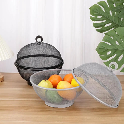 panier à fruits en maille avec couvercle anti mouches en inox - vue 3 sur 12