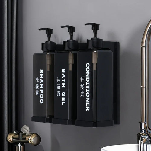 distributeur de shampoing et gel douche avec support mural - vue 3 sur 14