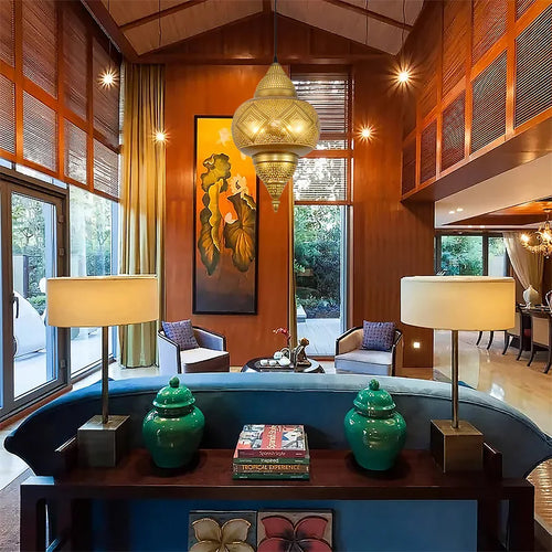 lustre led sandyha style asie du sud-est décoration intérieure dorée - vue 4 sur 7