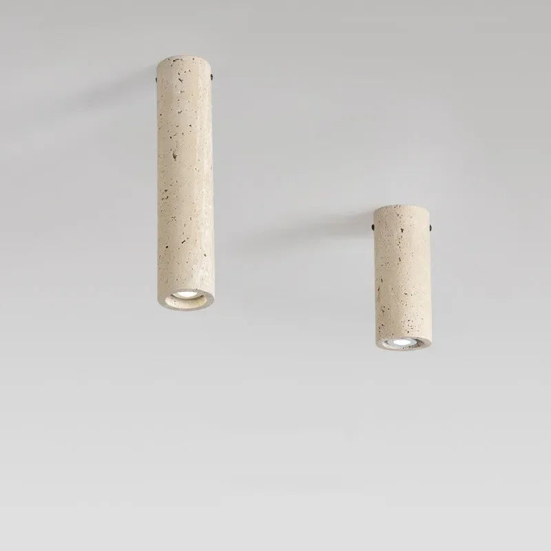 plafonnier cylindrique en travertin jaune clair à montage surface - vue 4 sur 8