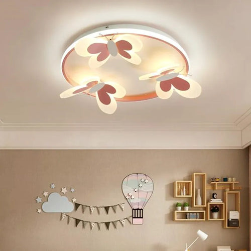 Plafonnier pour enfants papillon décoratif rose plafonnier étude chambre d'enfants Salon d'enfant lampes créatives lampe de chambre de fille d'intérieur - vue 3 sur 8