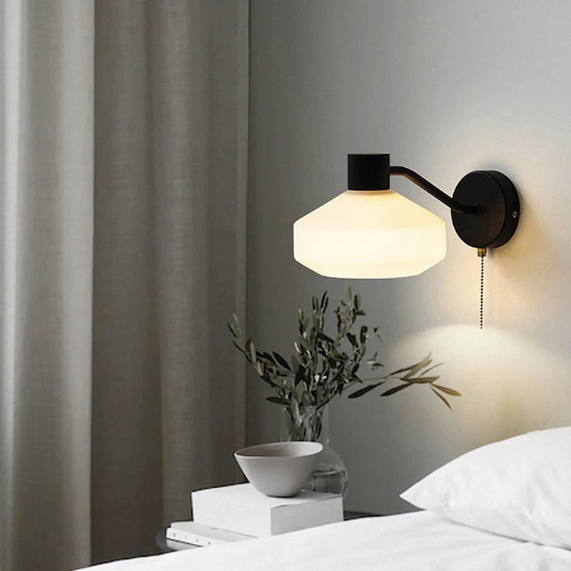 applique murale rétro nordique en verre pour décoration lumineuse - vue 3 sur 8