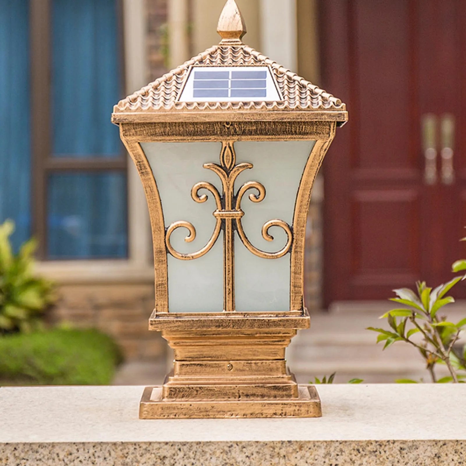 LED Carré Post Pilier Lumière Solaire Porte De Jardin Télécommande Lampe Étanche Vintage Solaire Lumières De Jardin Lumière Solaire Extérieure - vue 5 sur 8