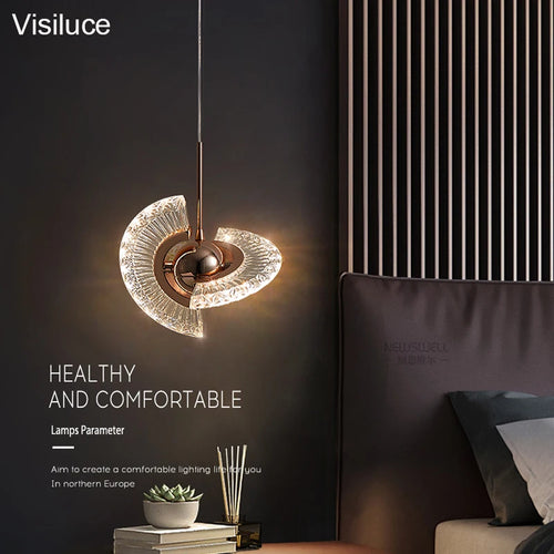 lustre nordique en cristal acrylique avec éclairage led - vue 2 sur 7