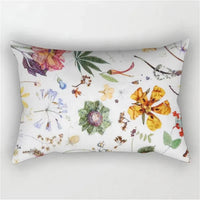 housse de coussin décorative arc-en-ciel fleurs rouges et roses