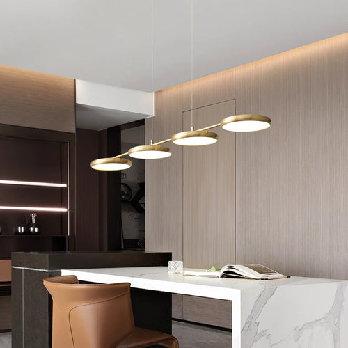 lustre led moderne en cuivre noir pour intérieur élégant - vue 4 sur 10