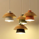 Sweet Home Macaron couleur LED fer bois Suspension Luminaire Lustre suspendu lumières intérieur Lustre lampes plafond décoration