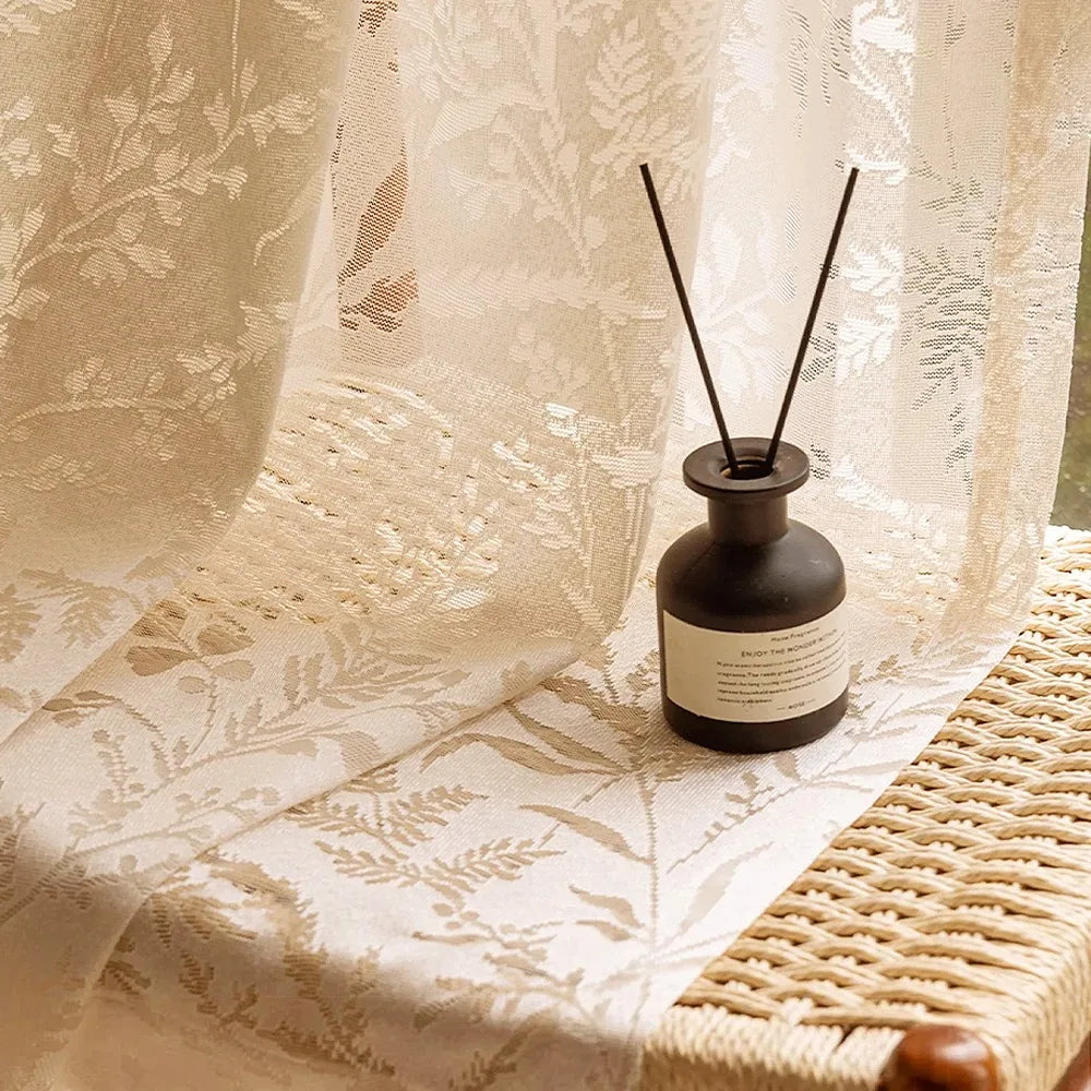 Voilage dentelle élégant floral pour salon chambre moderne - vue 4 sur 8