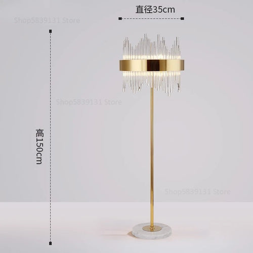 lampadaire post-moderne nordique en cristal doré led luxe - vue 18 sur 17