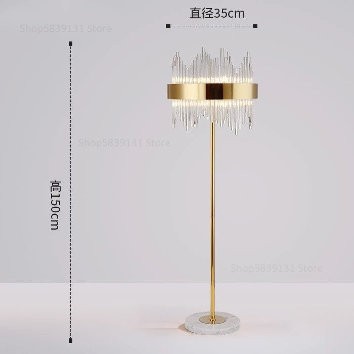 lampadaire post-moderne nordique en cristal doré led luxe - vue 17 sur 17