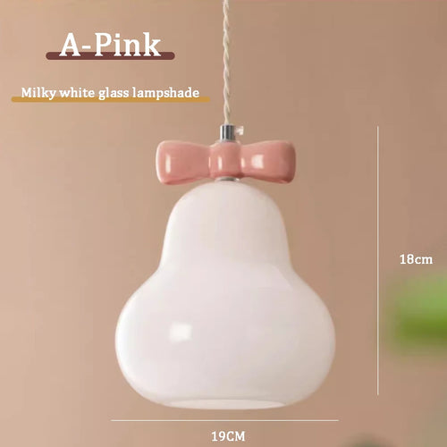 suspension en verre avec nœud rose pour chambre enfant - vue 10 sur 13
