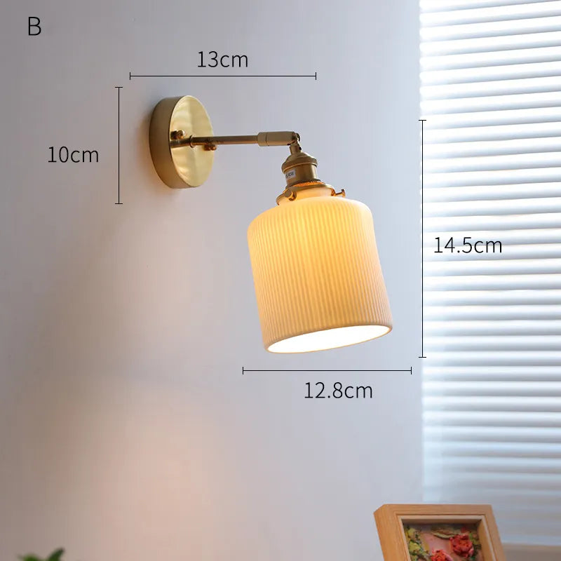 Applique LED nordique japonaise cuivre blanc - vue 19 sur 23