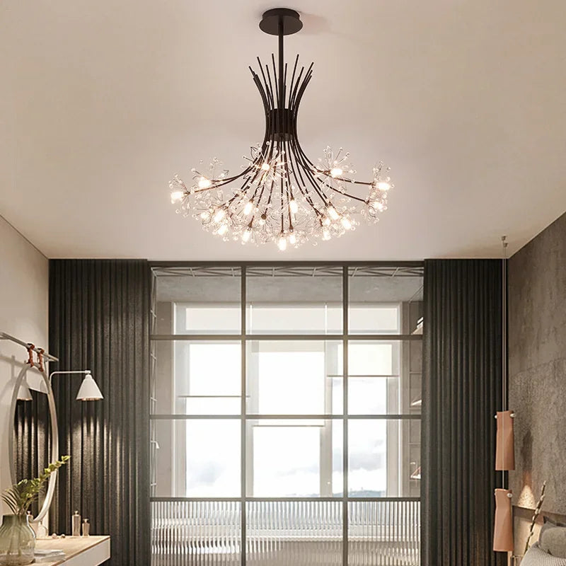 Nordic Creative Dandelion Romantic Crystal Chandelier Dining Room Bedroom Living Room Clothing Coffee Shop Luxury LED Chandelier - vue 3 sur 10