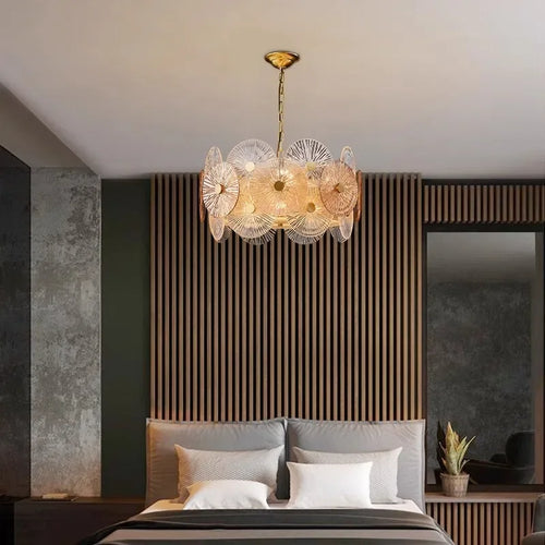 lustre en verre moderne avec lumière led design élégant - vue 5 sur 10