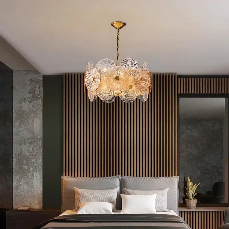 lustre en verre moderne avec lumière led design élégant - vue 4 sur 10