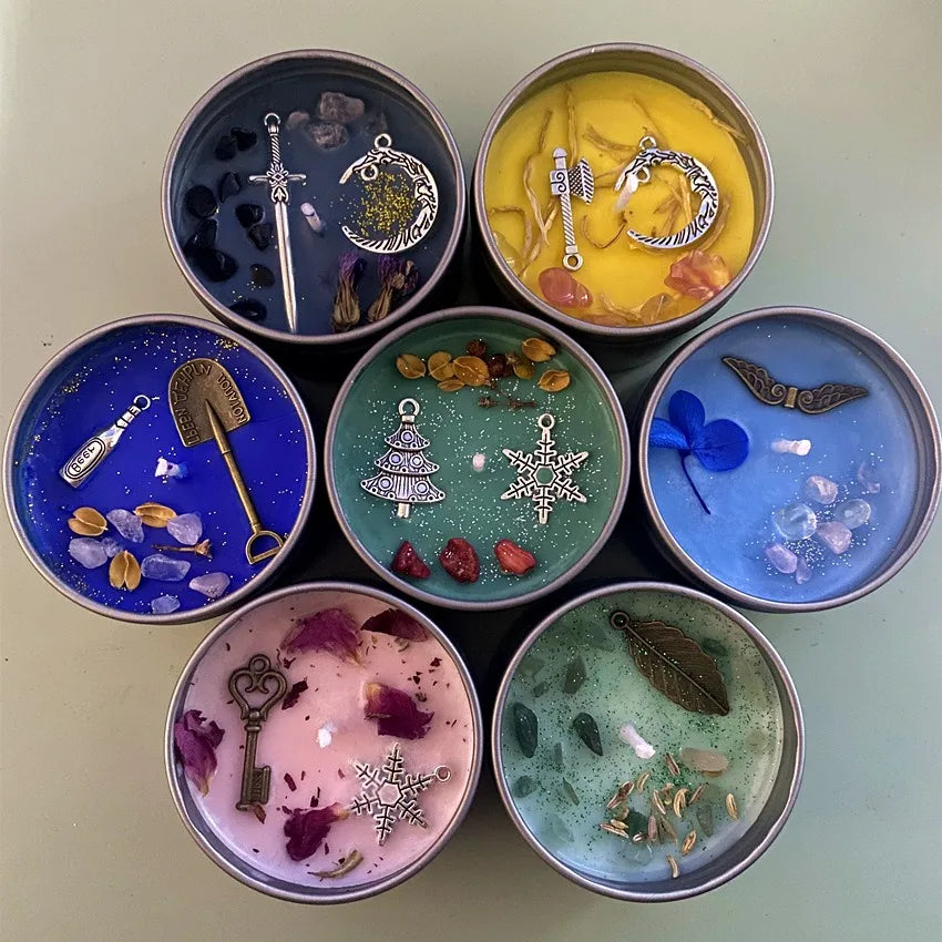 bougies parfumées en cristal avec fleur cadeau fait main pour aromathérapie - vue 2 sur 9
