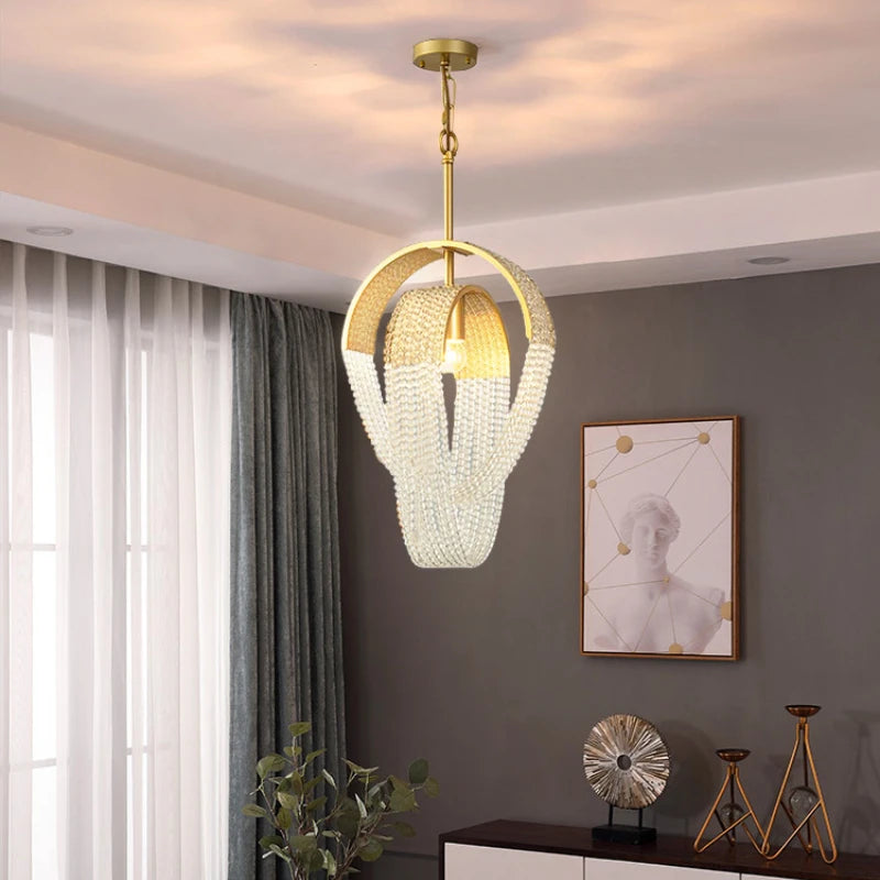 Lustre en cristal à pampilles de luxe américain post-moderne - vue 5 sur 10