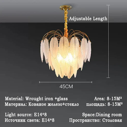 lustre led nordique plume verre décoration luminaires suspendus