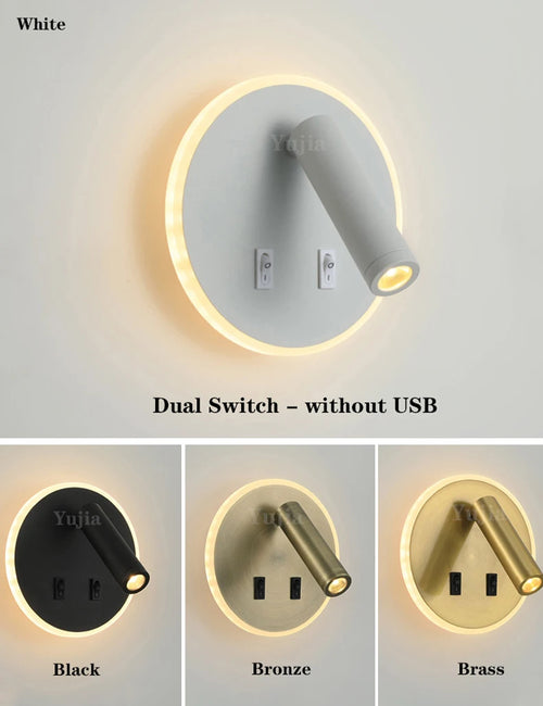 applique murale moderne avec ports usb et lampes de lecture réglables - vue 5 sur 16