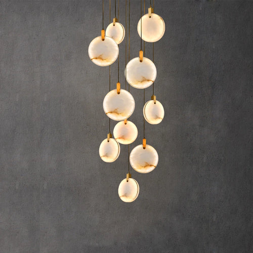 lustre led artistique en marbre doré à intensité réglable - vue 7 sur 25