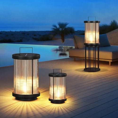 lampadaire solaire extérieur étanche en verre pour jardin - vue 2 sur 15