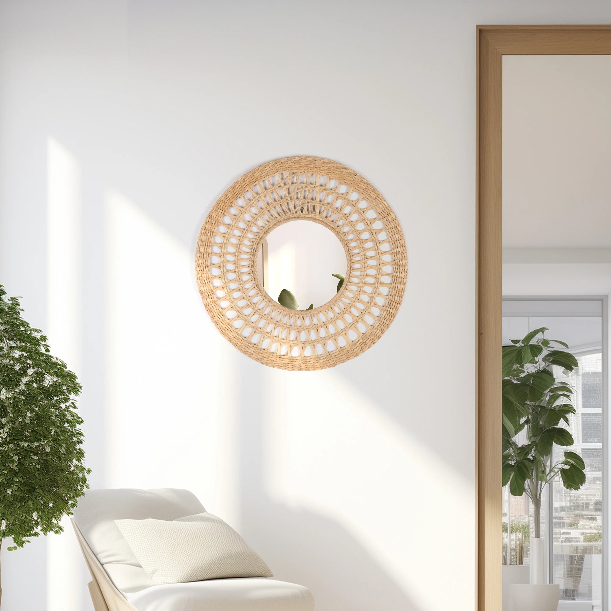 miroir décoratif mural circulaire de style européen créatif et luxueux - vue 3 sur 7
