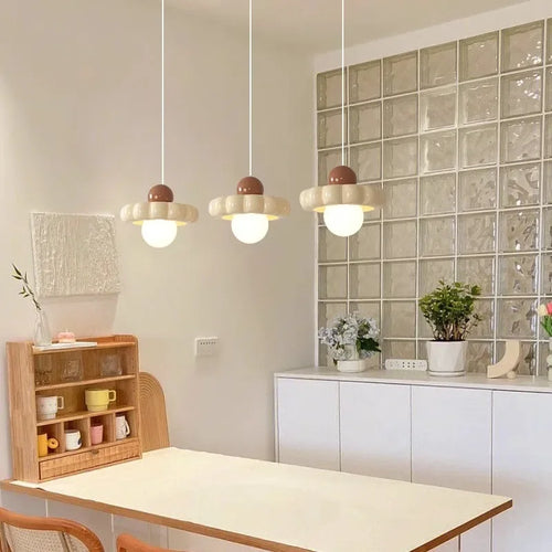 Lustre design avec fleurs Style crème créative - vue 5 sur 5