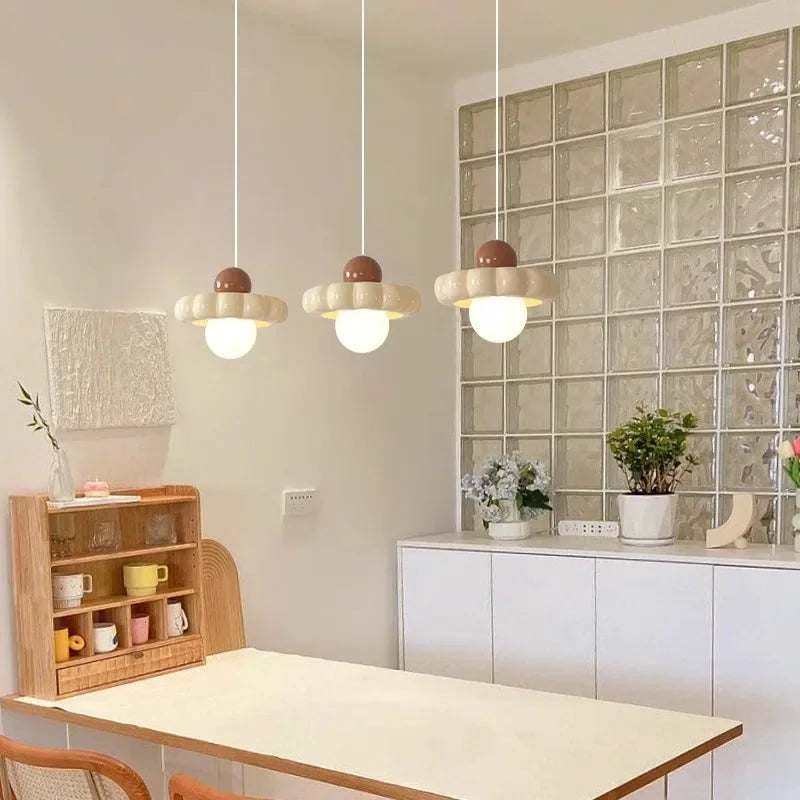Lustre design avec fleurs Style crème créative - vue 5 sur 5