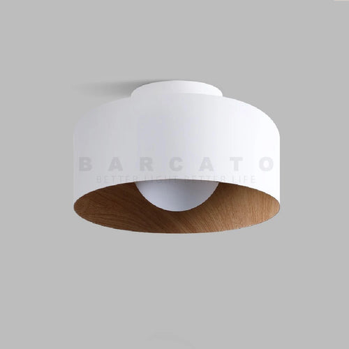 Nordique moderne noyer bois Texture Led plafonnier pour chambre salon cuisine étude allée balcon rond G9 lustre lumière - vue 2 sur 8