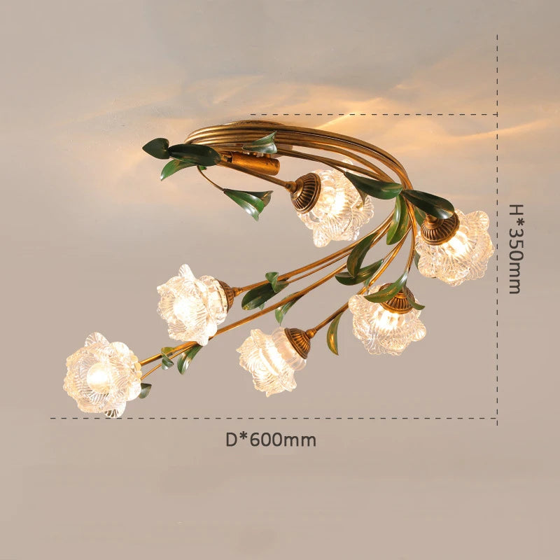 Plafonnier fleurs verre pastoral nordique led viridiplantae - vue 5 sur 8