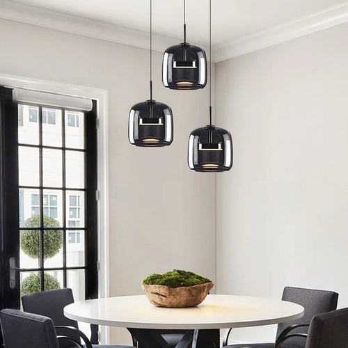 suspension moderne en verre noir pour décoration intérieure - vue 5 sur 9