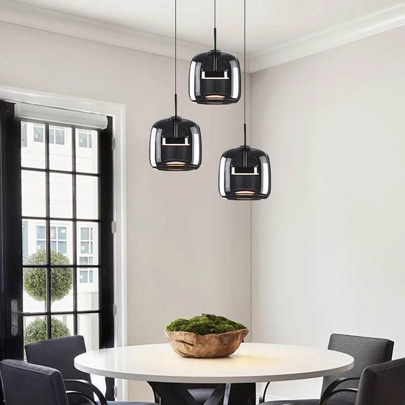 suspension moderne en verre noir pour décoration intérieure - vue 4 sur 9