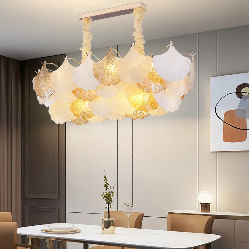 lustre en verre coquillage pour ambiance romantique et élégante - vue 5 sur 12