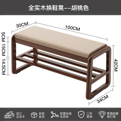 banc à chaussures en bois massif pour rangement pratique - vue 10 sur 9