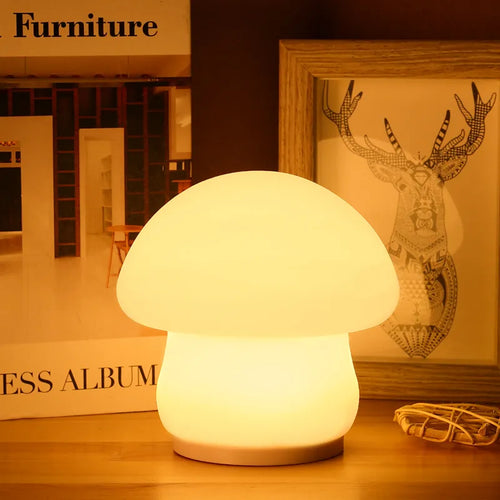 Champignon veilleuse LED Silicone capteur tactile batterie lampe chambre décor bébé chevet décoration lampes cadeau de noël - vue 2 sur 8